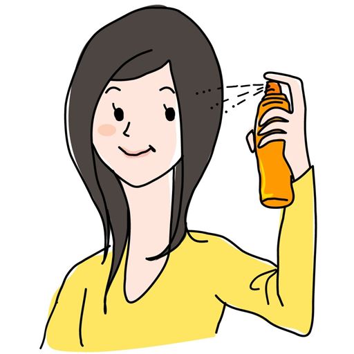 スプレー式だから一度で広範囲に育毛剤が届きます(※A)。<br><br>※A毛根まで<br>※イメージ