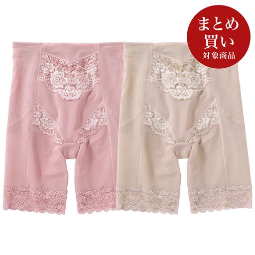 デイリー使いにおすすめ!お腹まわりをすっきり補整。洗い替えにも便利なお買得ロングガードル セットA(ペールモーヴ・グレイッシュブラウン) 色違い2枚組