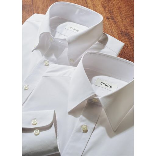 (上から)ホワイトB(ボタンダウン衿)、ホワイトA(レギュラー衿)