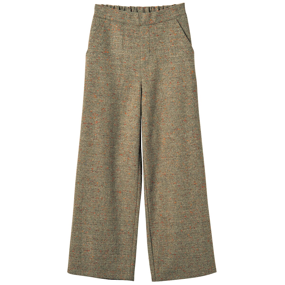 カラーネップツイード調ワイドパンツ - ファッション通販ならセシール