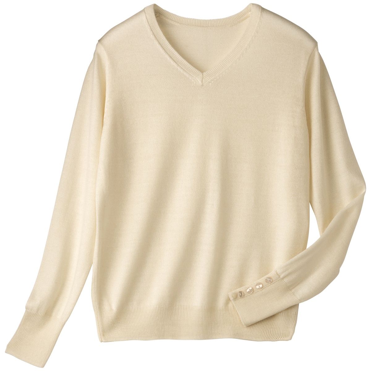 Vネックプルオーバー(ウール混・洗濯機OK) - ファッション通販なら