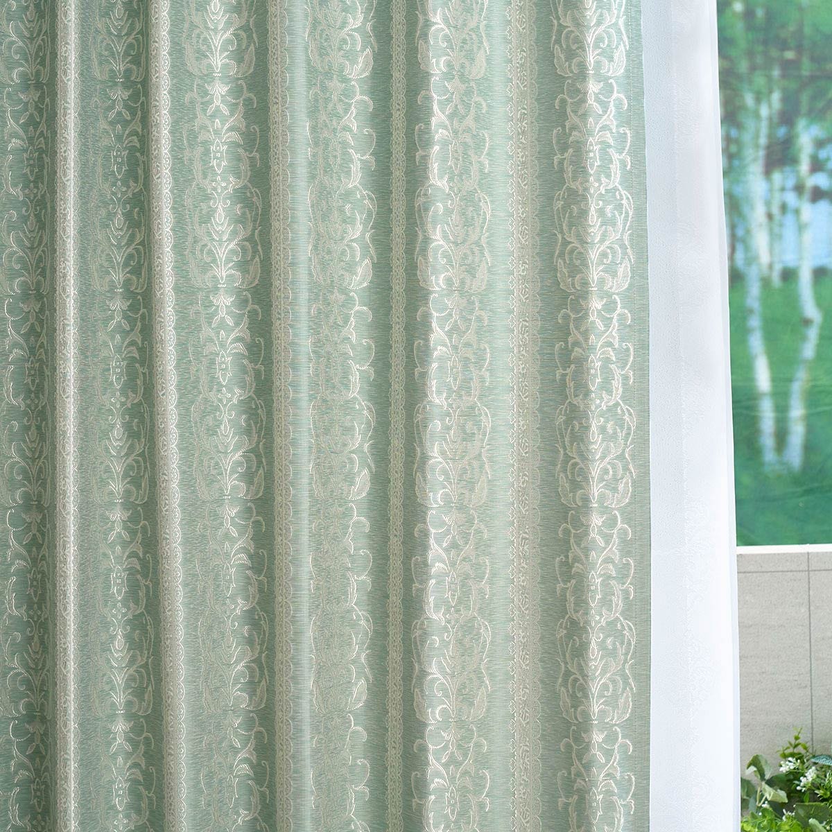 形状記憶】遮熱保温・遮音・遮光ジャカード織カーテン - インテリアの