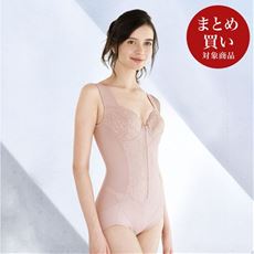 ファスナー付きで着やすい綿混素材のボディスーツ(ミディアムタイプ・ソフトワイヤー入り)