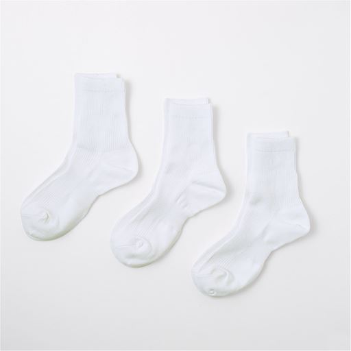 B:ホワイト(約15cm丈)【同丈3足組】
