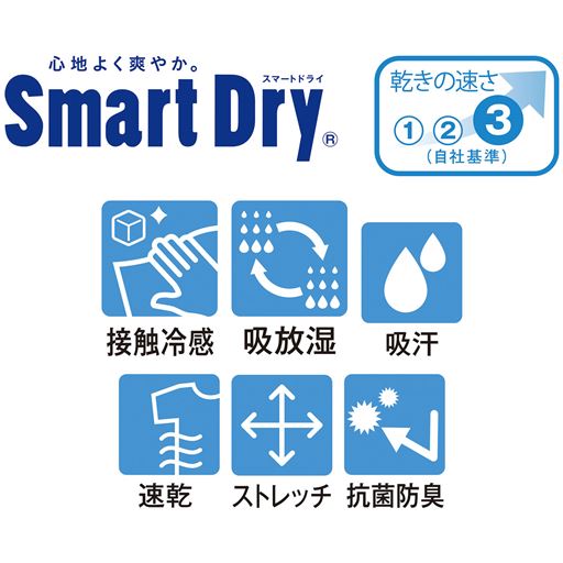 スマートドライ&reg;<br>吸汗・速乾・ストレッチ・吸放湿・接触冷感・抗菌防臭