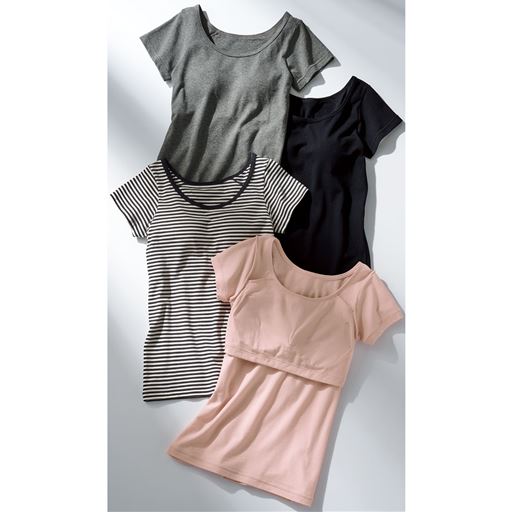 (上から)チャコールグレー(杢)、ブラック、ボーダー(ブラック×オフホワイト)、ピンク(肌側)