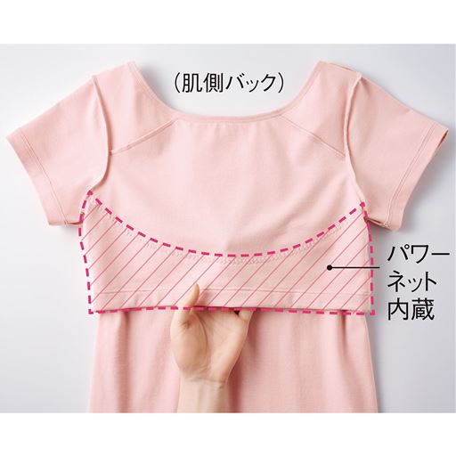 アンダー部分はゴムを使わず、パワーネットを内蔵。締め付けを軽減し、肌あたりもやさしくフィット。