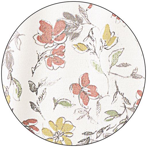 B(花柄:オフホワイト) 生地拡大