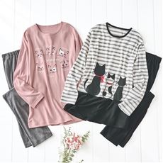 ねこプリントが可愛い!Tタイプパジャマ