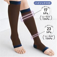 おやすみ綿混着圧ハイソックス(アシスキット&reg;)(着圧ハードタイプ)(ふくらはぎ30～50cm対応)(日本製)