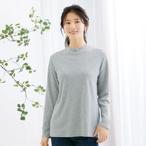 綿100%プチハイネック長袖Tシャツ