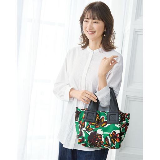 グリーン系(花柄)<br>トート