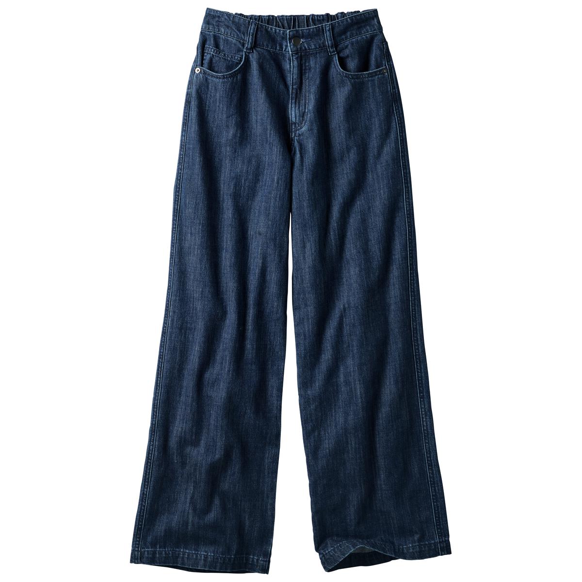 甘撚り素材でやわらかな着心地ワイドデニムパンツ(KUROKI・綿100