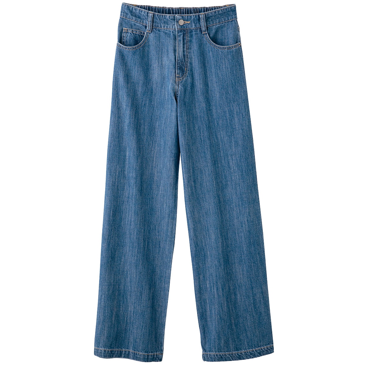 甘撚り素材でやわらかな着心地ワイドデニムパンツ(KUROKI・綿100