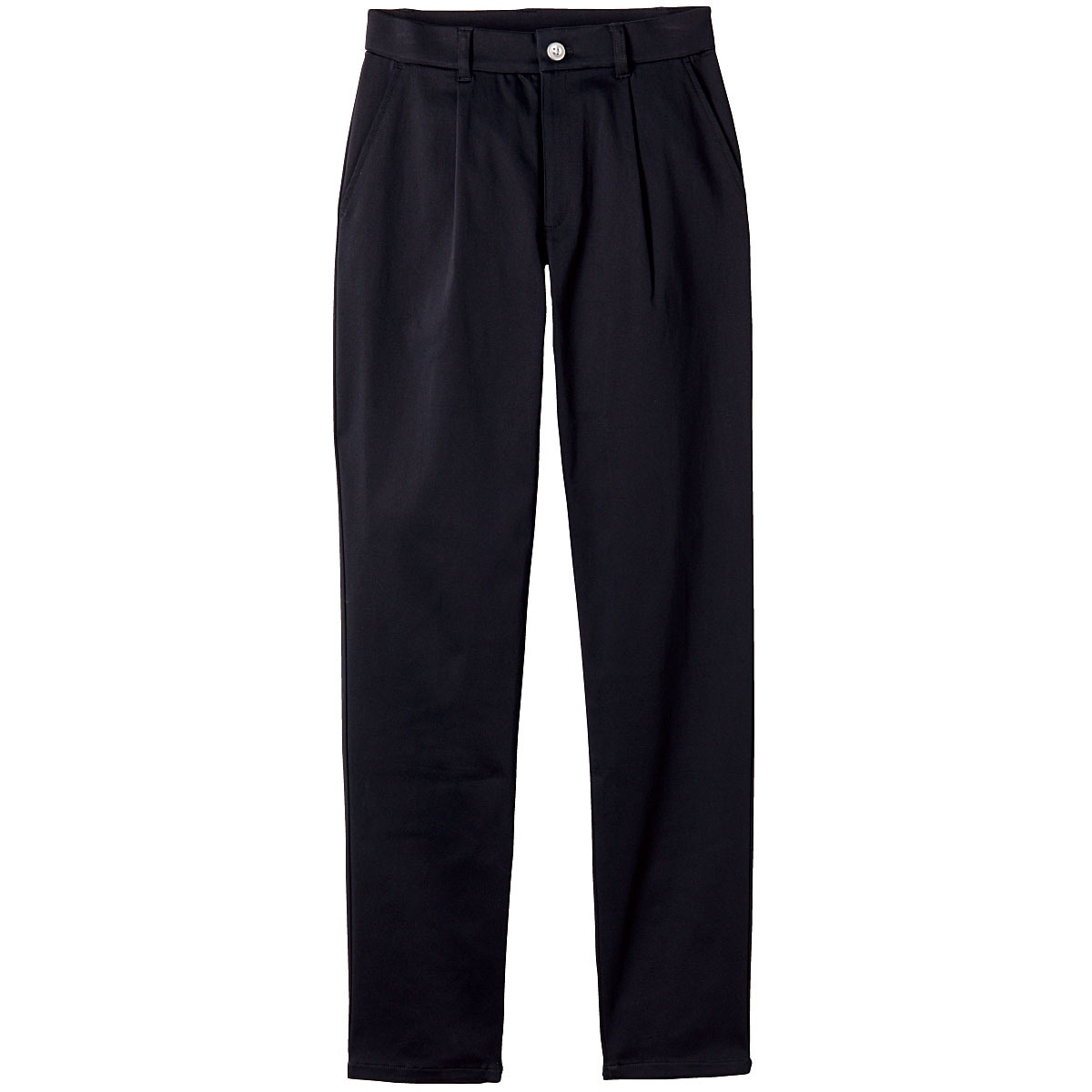 綿サテンストレッチテーパードパンツ(洗濯機OK) - ファッション通販