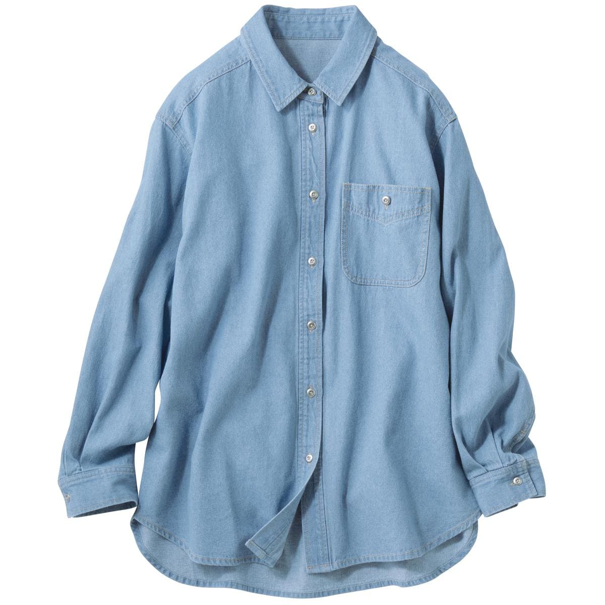 長い季節着られる 綿100%デニムシャツ