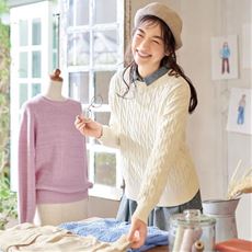 綿100%なごみケーブルプルオーバー