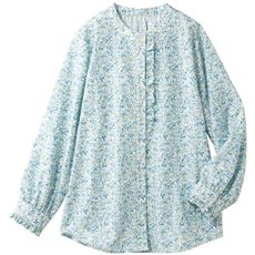 ラクロン花柄フリルブラウス