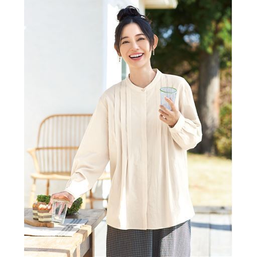 綿100% ふんわりタックブラウス