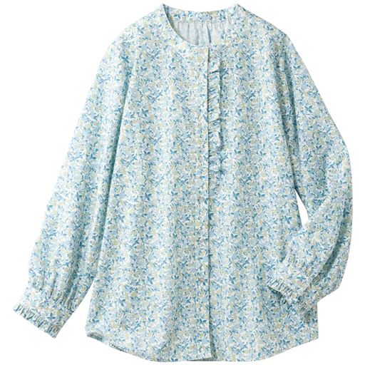 ラクロン花柄フリルブラウス