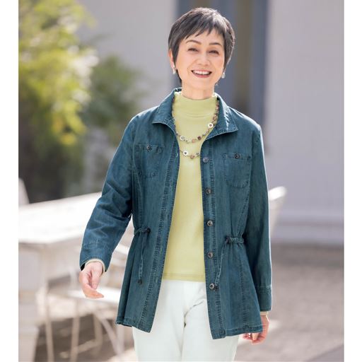 柔らかデニムブルゾン