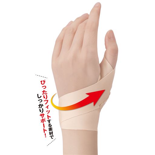 薄くて軽いフリーカット素材で、ピッタリフィットして、しっかりサポート。面ファスナーで着脱ラク。