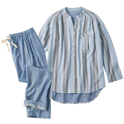 ストライプ(ブルー)(パンツ:ウォッシュブルー)