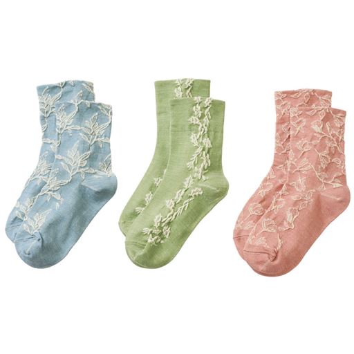 肌にやさしい靴下・色柄違い3足組