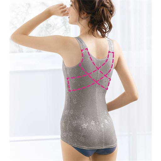 バックスタイル<br>背中のお肉もすっきり整えます<br>ローズグレー