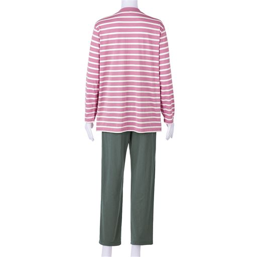 ピンク系(パンツ:チャコールグレー) バックスタイル 上下セット