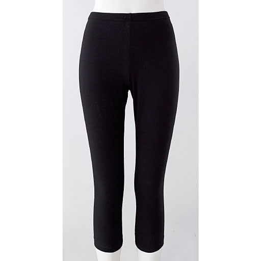 綿混ストレッチで肌あたりやさしく、よく伸びてラク!お腹すっぽり安心の7分丈スパッツ<br>ブラック・7分丈