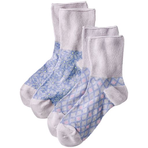 パープル系 柄違い2足組