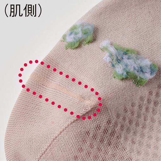 つま先縫い目なしでゴロつきにくい (肌側)