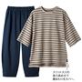 ネイビー(トップス:グレージュ×ブラック)