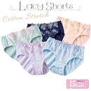 綿混ストレッチ刺繍レースショーツ