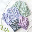 夏に快適な前開き楊柳パジャマ（綿１００％）