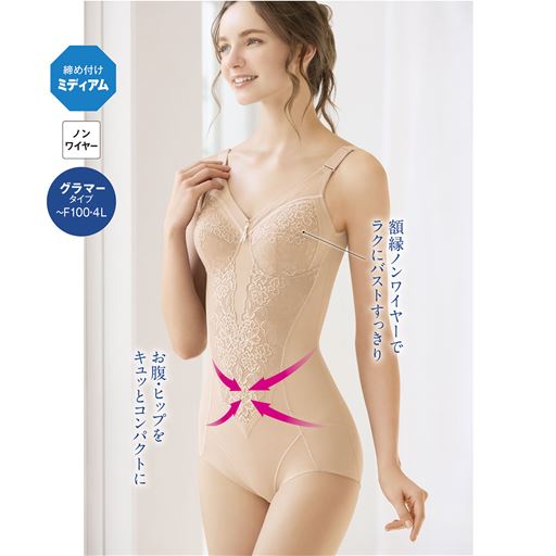 グラマーさんの爽やか夏素材ボディスーツ(吸汗速乾)(ミディアムタイプ・ノンワイヤー)