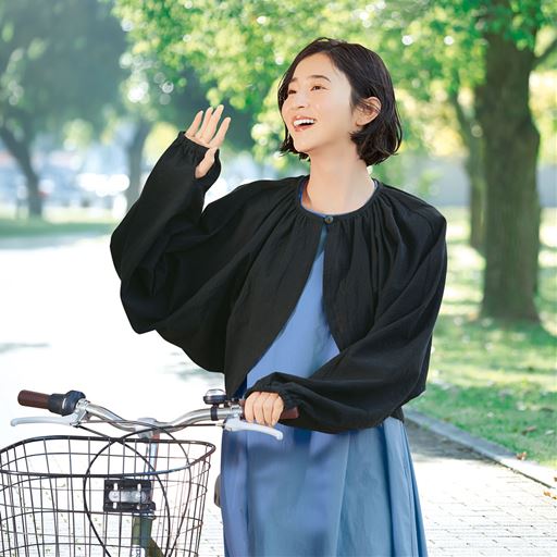 風が通って涼しい指穴付きボレロ(綿100%)