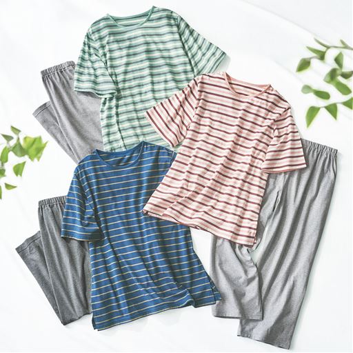 肌ざわりやわらかTタイプパジャマ(綿100%)