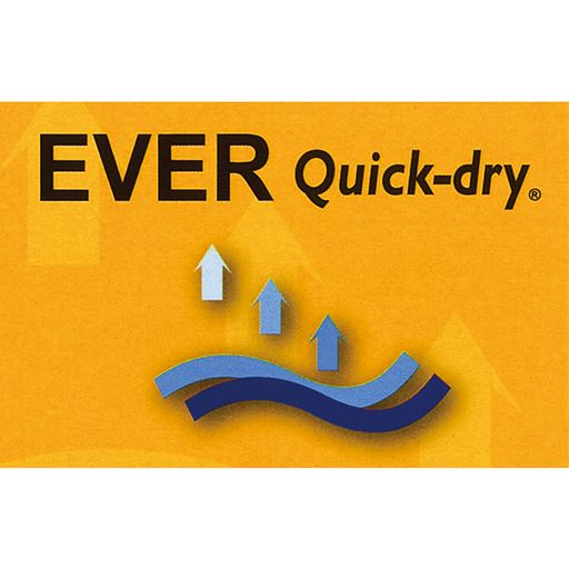 高機能素材「エバークイックドライ」は吸水・速乾性に優れ汗を素早く吸収し、ムレにくく爽快。洗濯後もすばやく乾きます