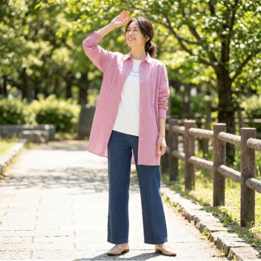 前身ごろのピンタックでスッキリ。