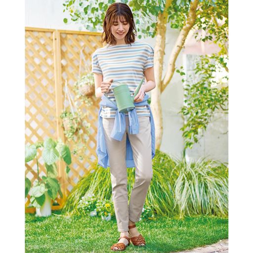 T(スカイブルー×オフホワイト×グレージュ) コーディネート例