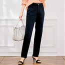 綿サテンストレッチストレートパンツ