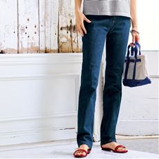 美シルエットストレートデニムパンツ(洗濯機OK)