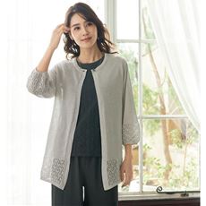 日本製 和紙透かし編みニットカーディガン