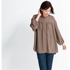 とろみギャザーブラウス(接触冷感・UVカット・吸汗速乾・洗濯後シワになりにくい・洗濯機OK)