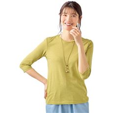 シンプルクルーネックTシャツ(7分袖)(洗濯機OK)