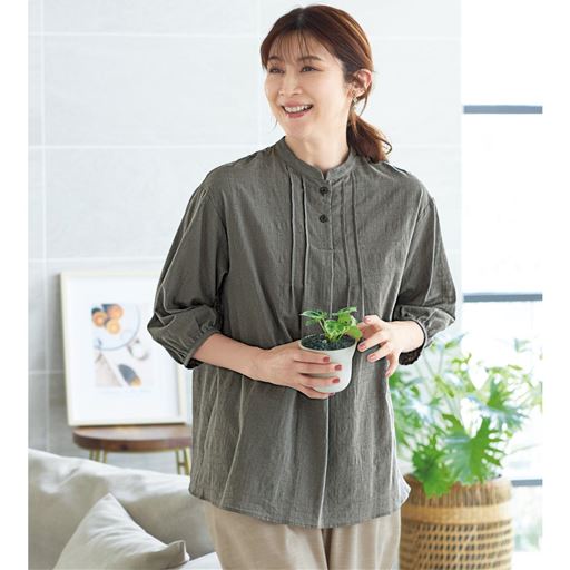 コットンドビーチェックブラウス