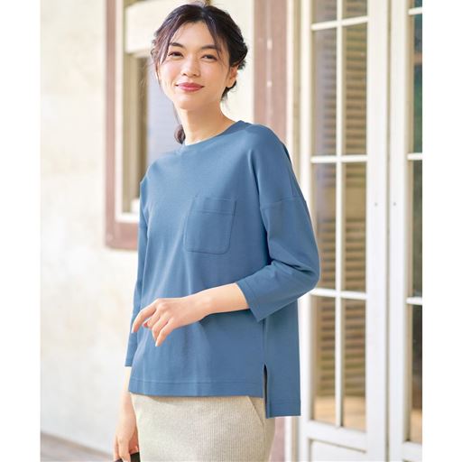 クルーネックTシャツ(7分袖)(綿100%・洗濯機OK)