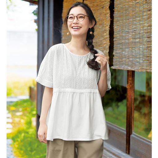 レース切替プルオーバー(綿100%・洗濯機OK)